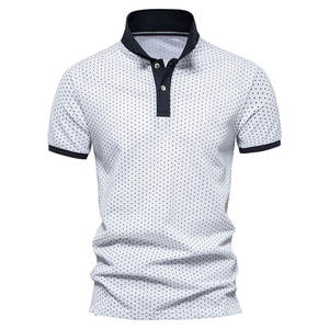 Verano Casual media manga hombres para Polos algodón transpirable con Cuello estilo botón patrón sólido estampado Jersey tela - Product Image 4
