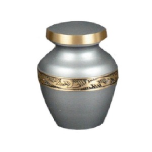 High Quality Brass Cremation <b>Keepsake</b> Urns With Gold Black Engraving Band And Pewter Finished <b>For</b> Human <b>Ashes</b> Funeral Supply - Product Image 4