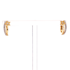 Pendientes de Aro Medio con Diseño de Flores en Tono Dorado de Lujo para Mujer, Joyería para Novias y Fiestas - Product Image 1