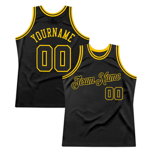 Camiseta de baloncesto transpirable con Logo impreso por sublimación, color negro-dorado, malla de poliéster 100%, ropa cómoda hecha a medida, paquistaní - Product Image 1