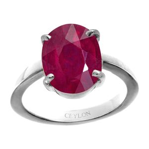 Anillo de Platino con Rubí Natural y Certificado, Corte Ovalado, Joyería Fina, Chapado en Rodio, para Compromiso - Product Image 1