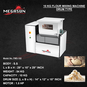 Máquina mezcladora de harina tipo tambor de 10kg, amasadora comercial de acero inoxidable para trabajo pesado para uso en panadería y restaurante - Product Image 2