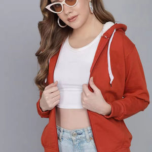 Sweat à capuche zippé décontracté pour femme, coupe régulière, confortable, respirant, léger, 100% coton molletonné, hiver - Product Image 6