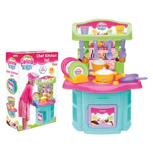 Candy Ken Chef Kitchen Set Licensed Products Educational Pretend Play16 Pieces High Quality Toys For Girls Cooking Role Play Set