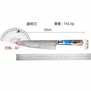 Vente en gros de couteau de cuisine professionnel en acier Damas de qualité supérieure personnalisé OEM ODM avec poignée pour couteau de chef de cuisine - Product Image 3