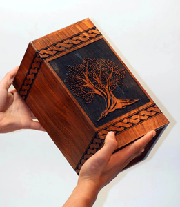 Handcrafted Engraved Rosewood Urn BoxTree of Life Design Personalized Cremation <b>Keepsake</b> - Product Image 5