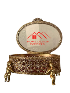 Boîte à bijoux en laiton pur finition noire au design vintage pour le rangement - Product Image 5