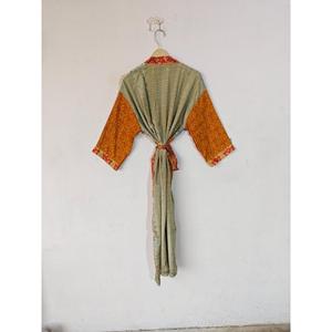 Kimono en soie Bikini Cover Up Beach Wear Gown Silk Maternity Sleepwear Indian Cover Up Dressing Gown Kimono Beach Wear With Belt - Product Image 4