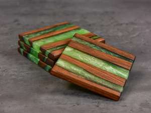 Sous-verres classiques en bois et résine époxy, écologiques, 10 mm d'épaisseur, pour une vaisselle élégante à la maison, à l'hôtel, au restaurant, au café, usage quotidien - Product Image 3