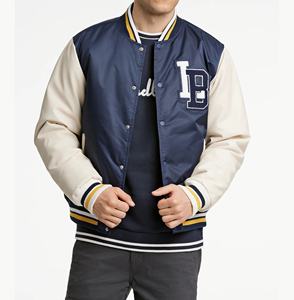 Chaqueta universitaria unisex de alta calidad para otoño estilo de béisbol con logotipo personalizado con patrón vintage chaquetas unisex recubiertas OEM para invierno - Product Image 1