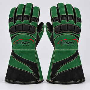 Gants de soudage en cuir, gants tactiques durables, rouge et noir, longueur au poignet, pour travaux extérieurs en hiver, gants de soudage - Product Image 5