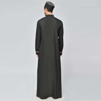 Thobe Juba islamique pour homme grande taille, style saoudien, noir, thermique, respirant, couleur unie, taille personnalisée, collection automne, style urbain