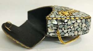 Bolso de mano de resina con mosaico verde bosque para mujer, bolso cosmético de construcción sólida, decoración de cadena para bodas, Material de corcho para PC - Product Image 5