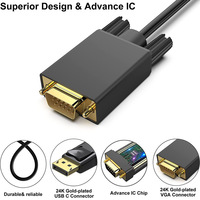 Cable Adaptador DP a VGA de 1.8M (6 Pies) Chapado en Oro con Blindaje de Lámina y Cubierta de PVC para Uso con Monitor en Computadora, Laptop, TV 1080P