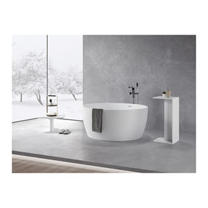 Bañera de mármol independiente de grado hotelero, escurridor de diseño tradicional de piedra acrílica y resina de hormigón cultivado para estilo de remojo - Product Image 6