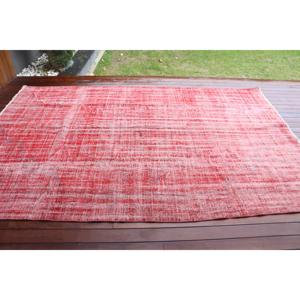 6.2x9.6 ft Large Vintage Turkish Rug, <b>Red</b> Animal Print <b>Wool</b> Rug - Product Image 3