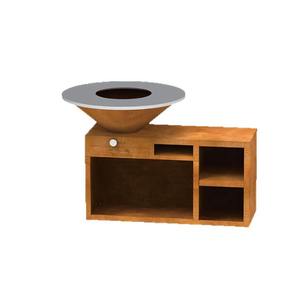 Mesa de Barbacoa de Acero Corten Resistente, Estufa de Barbacoa para Exteriores con Brasero, para Cocinar y Calentar en el Jardín - Product Image 2