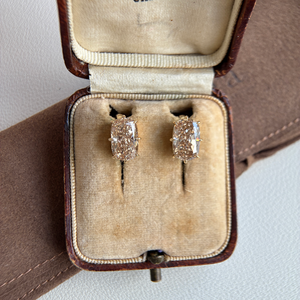 Boucles d'oreilles pendantes en diamant taille ancienne couleur champagne - Product Image 5