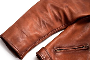 แจ็กเก็ตหนังวัวแท้สำหรับผู้ชายมีซิปปกพับลงแบบลำลองสไตล์มอเตอร์ไซต์ฤดูหนาว - Product Image 5