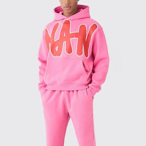 Survêtement d'impression bouffante personnalisé Offre Spéciale pour hommes 100% coton respirant à capuche vêtements de mode décontractés grande taille ensembles d'hiver - Product Image 3