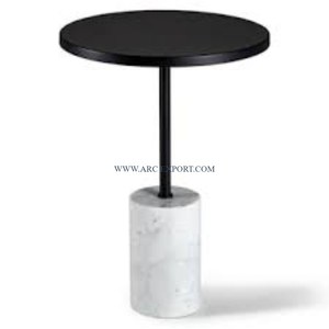 Base en marbre blanc de dessus de fer enduit de poudre noire classique nouvelle Table d'appoint élégante de café de meubles de maison et de salon en Inde - Product Image 1