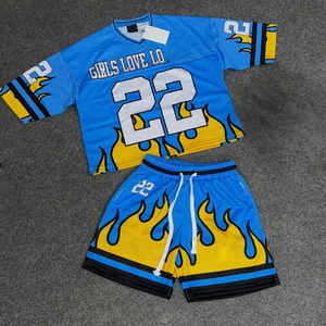 ชุดเสื้อผ้าสองชิ้นสำหรับผู้ชายเสื้อยืดผ้าแห้งเร็วและกางเกงขาสั้นสำหรับฟุตบอลเสื้อยืดพิมพ์ลายซับลิเมชันสำหรับฤดูร้อน - Product Image 1