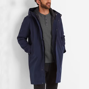 Blouson en jean personnalisé pour homme, à capuche, imperméable, respirant, coupe-vent, en toile, pour l'hiver, style urbain, avec lettres sur le devant - Product Image 2