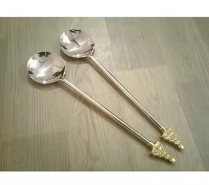 Ensemble de couverts en acier inoxydable pour salade avec manche en forme de branche de saule, spécial pour la vaisselle et les ustensiles de cuisine - Product Image 2