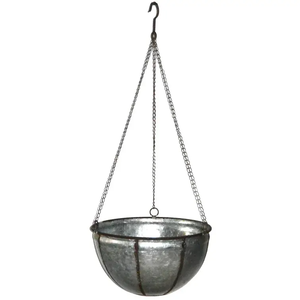 Pot de jardinière suspendu en métal de qualité supérieure pour la décoration de la maison fait à la main en vrac Pot de fleur galvanisé de conception classique - Product Image 1