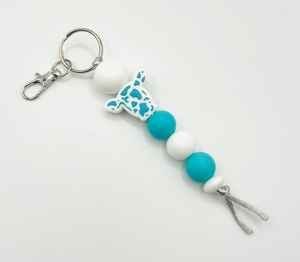 Porte-clés fait main avec perles en bois et anneau en acier inoxydable | Porte-clés coloré en perles de bois et acier inoxydable | VRNQ - Product Image 5