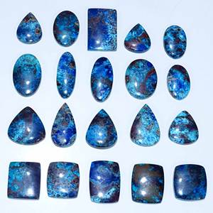 Magnifique lot en gros de cabochons en azurite naturelle, formes variées et pierres brutes fines pour la fabrication de bijoux - Product Image 3