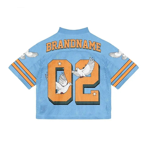 Basketball Mesh Football Streetwear Jersey T-shirt for Men Custom logo V-Neck Oversized Boxy <b>Tshirt</b> Cropped Tops Clothes T-Shirt - Product Image 2