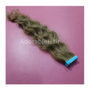 Extensiones de cabello de cinta rubia miel hechas a mano de la mejor calidad cabello humano crudo indio suave directo de la India rizos de ondas de desprendimiento gratis - Product Image 3