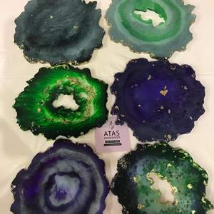 2024 New Design Premium Quality Agate <b>Coaster</b> <b>Gold</b> Electroplated Tableware Accessories Wholesale Price Slice Mats & Pads - Product Image 6