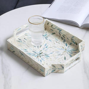 Bandeja de servicio de nácar hecha a mano, bandejas MOP de alta calidad, centro de mesa para sala de estar, comedor - Product Image 2