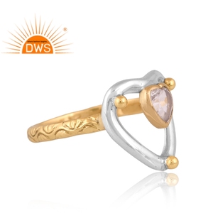 แหวนพลอยควอตซ์คริสตัลธรรมชาติชุบทอง18K ทำจากทองเหลืองดีไซน์ใหม่สำหรับผู้หญิงออกแบบได้ตามต้องการ - Product Image 4