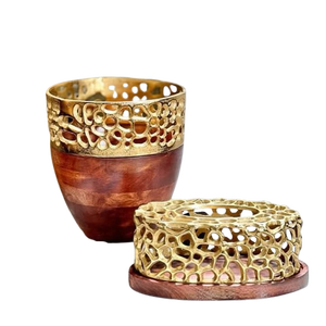 Stylish Mango Wood & Casted Aluminium Napkin <b>Holder</b> Elegant <b>Tissue</b> <b>Box</b> Made In" - Product Image 1