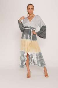 2024 Mode OEM Marque Privée Tie Dye Maxi Robe avec Motif Solide Fantaisie Conçu Maxi Robe À Vendre Par Les Exportateurs Indiens - Product Image 5