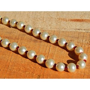 สร้อยเงิน925พร้อมไข่มุกน้ำจืดสีขาวธรรมชาติและลูกปัดโกเมนของขวัญสร้อยคอเงินหรูหรา - Product Image 2