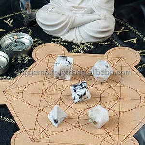 Conjunto de piedra lunar arcoíris de 5 piezas al por mayor Geometría Sagrada sólidos platónicos piedras preciosas meditación Devine energía curativa - Product Image 6