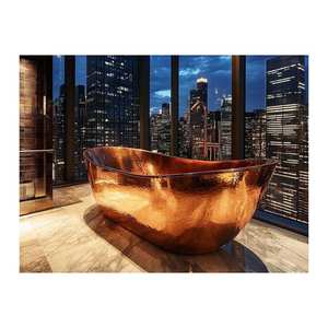 Baignoire autoportante en cuivre personnalisée de haute qualité Fabricant de drain de trempage très demandé Exportateur Fabriqué en Inde - Product Image 6