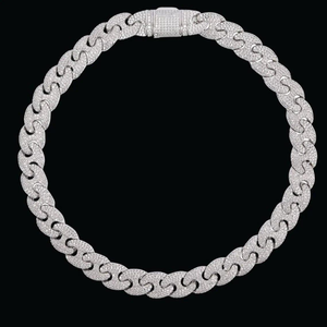 Bracelet cubain diamanté en argent blanc et or rose 10 mm 14 pouces, bijoux hip-hop de luxe glacé unisexe plaqué or 14 carats certifié - Product Image 2