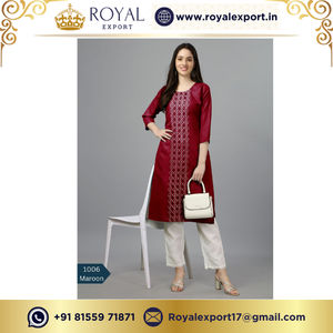 Nueva colección Kurti de bordado de corte recto de algodón de la mejor tarifa de la ley por Royal export - Product Image 6