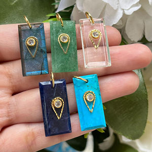 Nueva colección de diseñadores, conector azul turquesa, bisel de circón cúbico, Conector de encanto hecho a mano para la fabricación de joyas de moda - Product Image 4