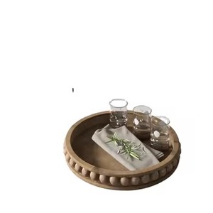 Plateau de service en bois de forme ronde Nouveau design Plateau de nourriture Plateau en bois élégant pour servir à la maison Cuisine Hôtel et Restaurant Utilisation - Product Image 1