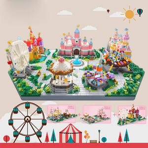 3in1 micro gạch vui chơi giải trí công viên kim cương khối xây dựng toys7416pcs + lâu đài tàu cướp biển Đu Quay Bánh Xe Carousel - Product Image 2