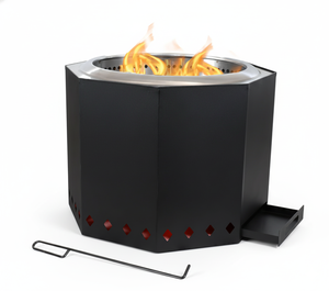 Horno de Pizza, parrilla para barbacoa, cocina al aire libre, mesa de fogata de acero negro rectangular moderna con quemador de hierro para suministros de jardín - Product Image 1