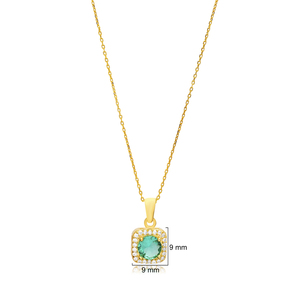 Paraiba Cubic Zircon Stone Forma redonda Minimal Diseño elegante Charm Collar Venta al por mayor Turco 925 Joyería de plata - Product Image 2