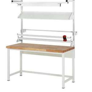 Tavolo da Imballaggio Set Completo 02, B1500 x P900 x H840-1040 mm, Piano di Lavoro in Faggio Massello, Spessore 40 mm. - Product Image 2