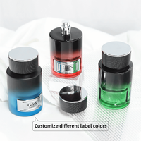 Flacon de parfum cylindrique de luxe en verre 30ml/50ml, base lourde, vide, avec boîte et sérigraphie